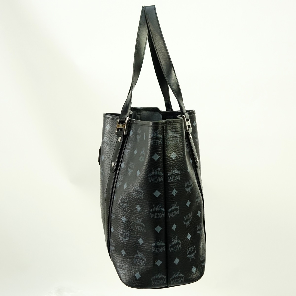 MCM Black Visetos Coated Canvas Shopping Tote