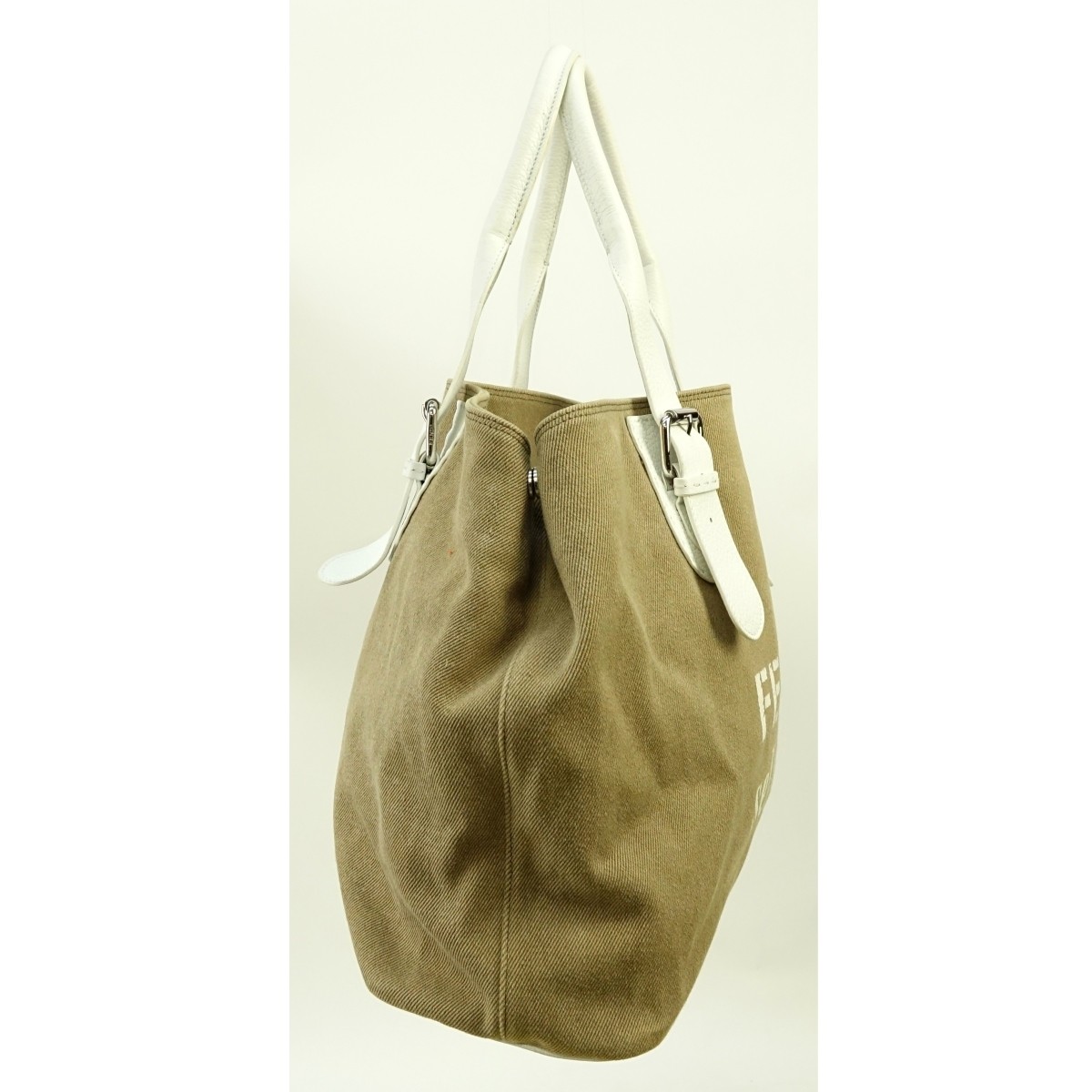 Fendi Light Brown/White Selleria Canvas Tote