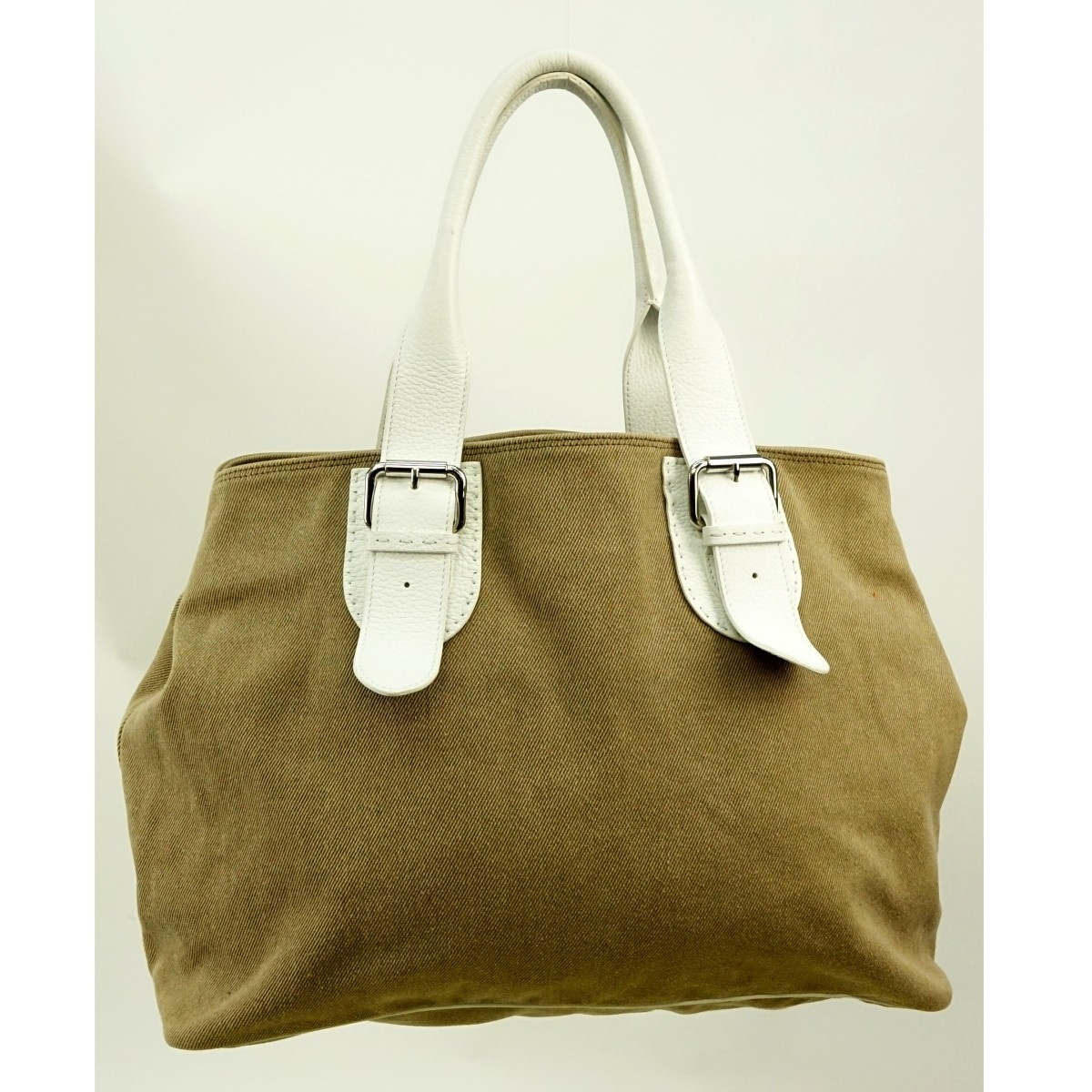 Fendi Light Brown/White Selleria Canvas Tote