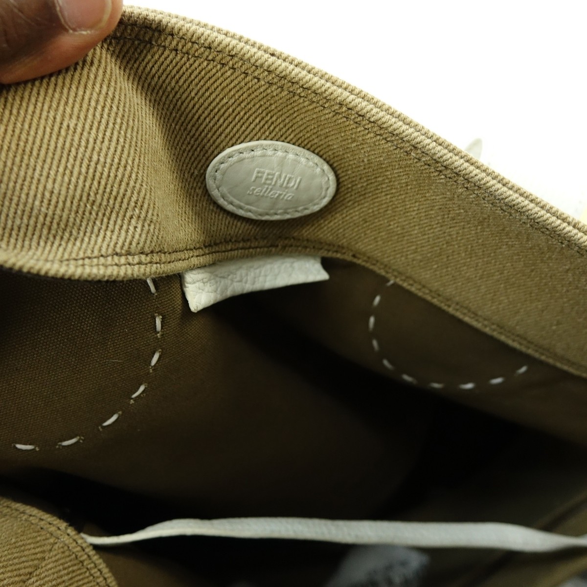 Fendi Light Brown/White Selleria Canvas Tote