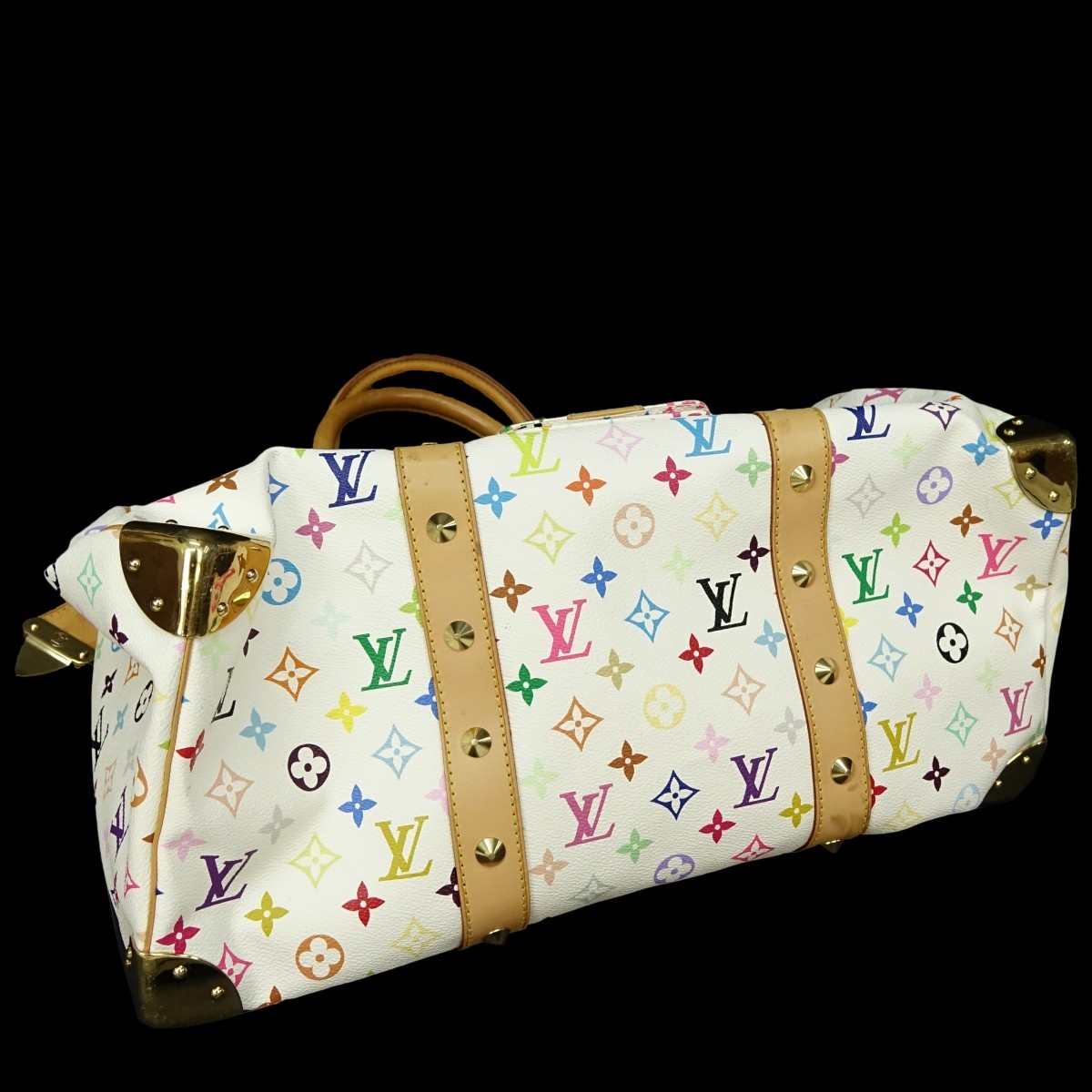 Sold at Auction: Louis Vuitton White Multicolore Monogram Keepall