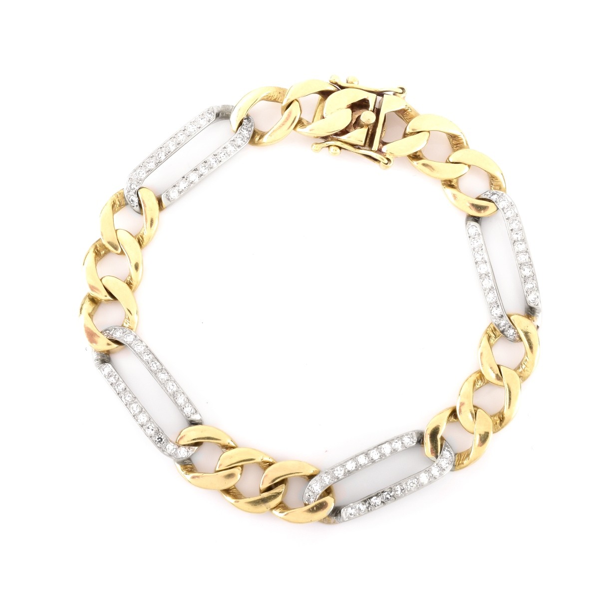 Diamond and 14K Gold Link Bracelet