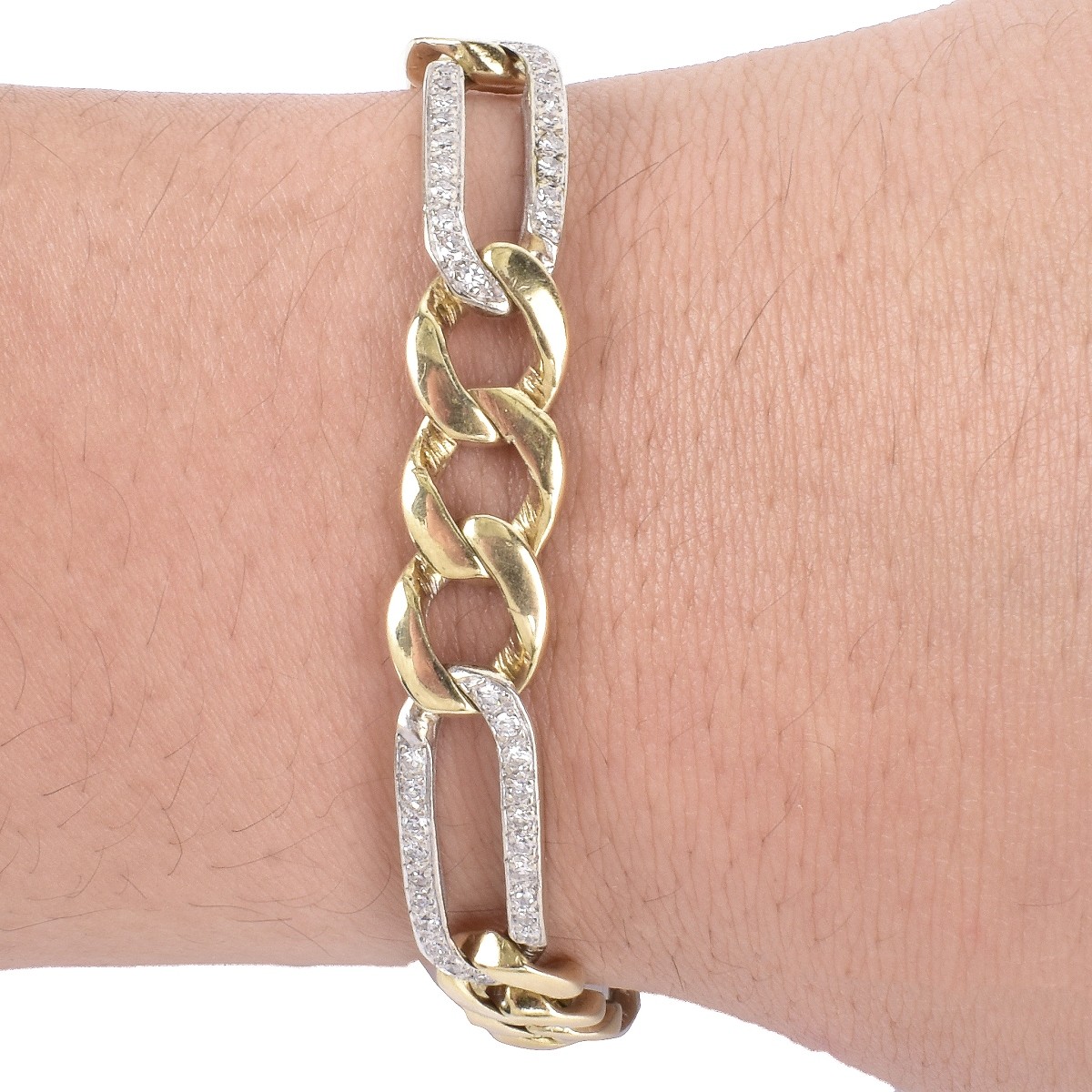 Diamond and 14K Gold Link Bracelet