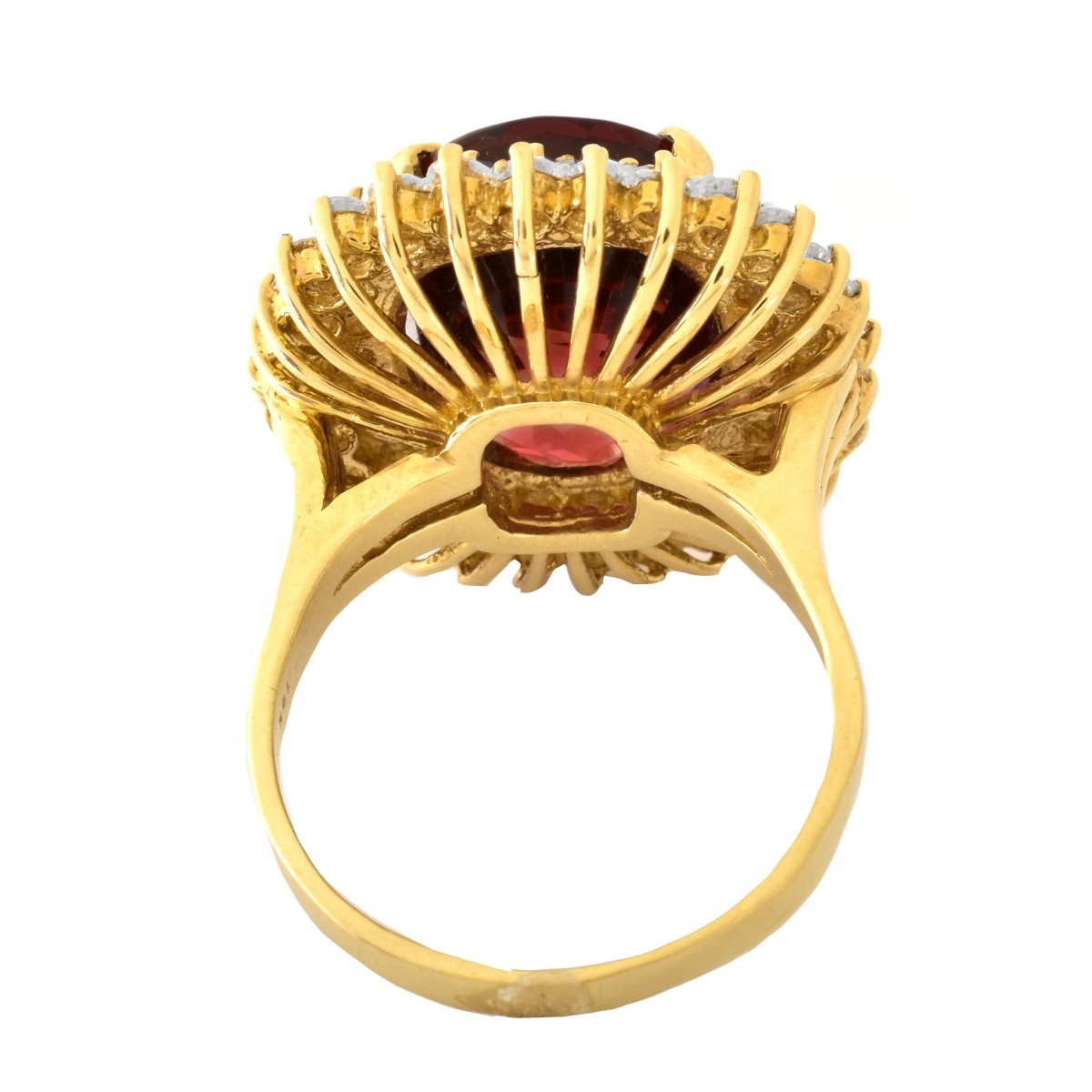 Rubelite, Diamond and 18K Gold Ring