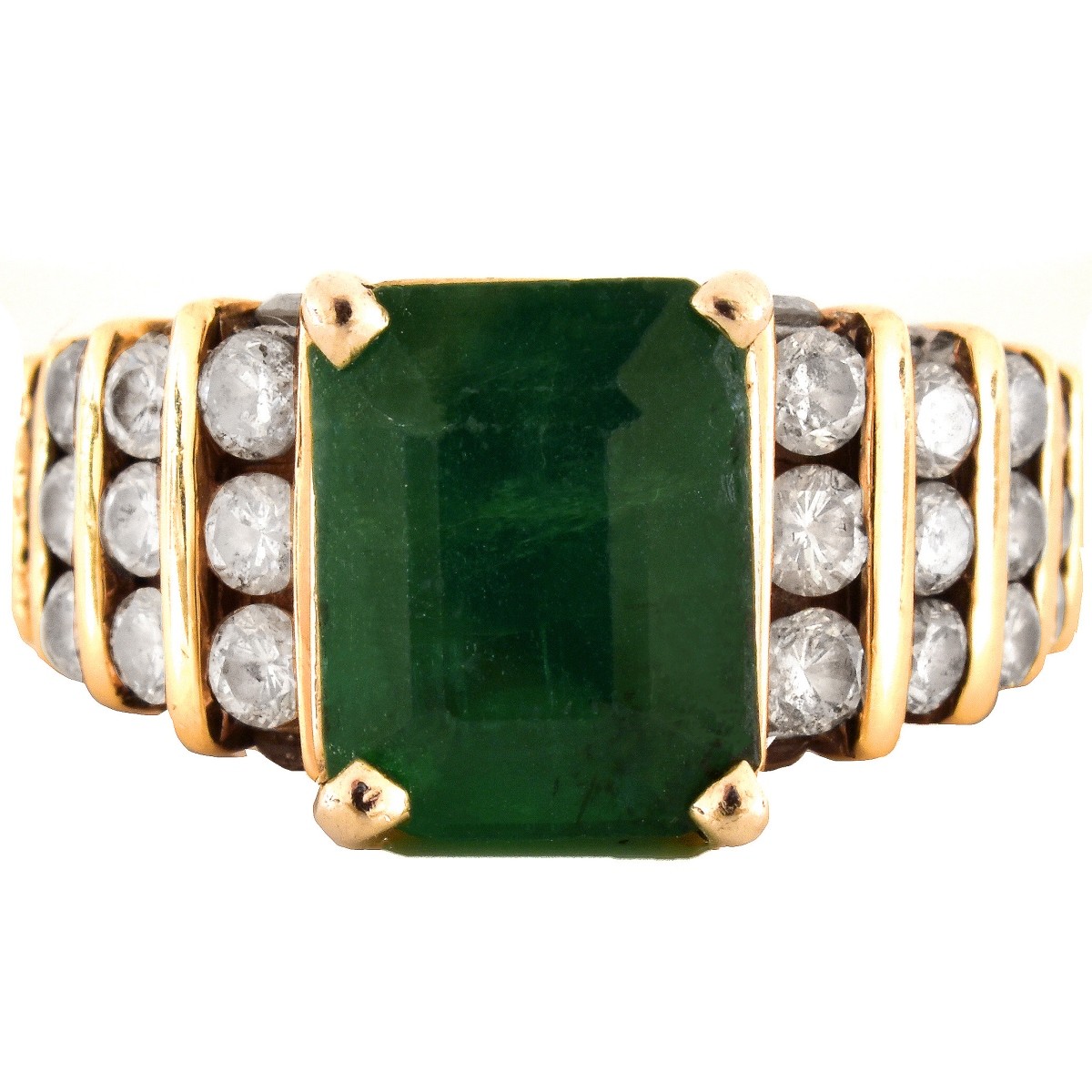 Emerald, Diamond and 14K Gold Ring