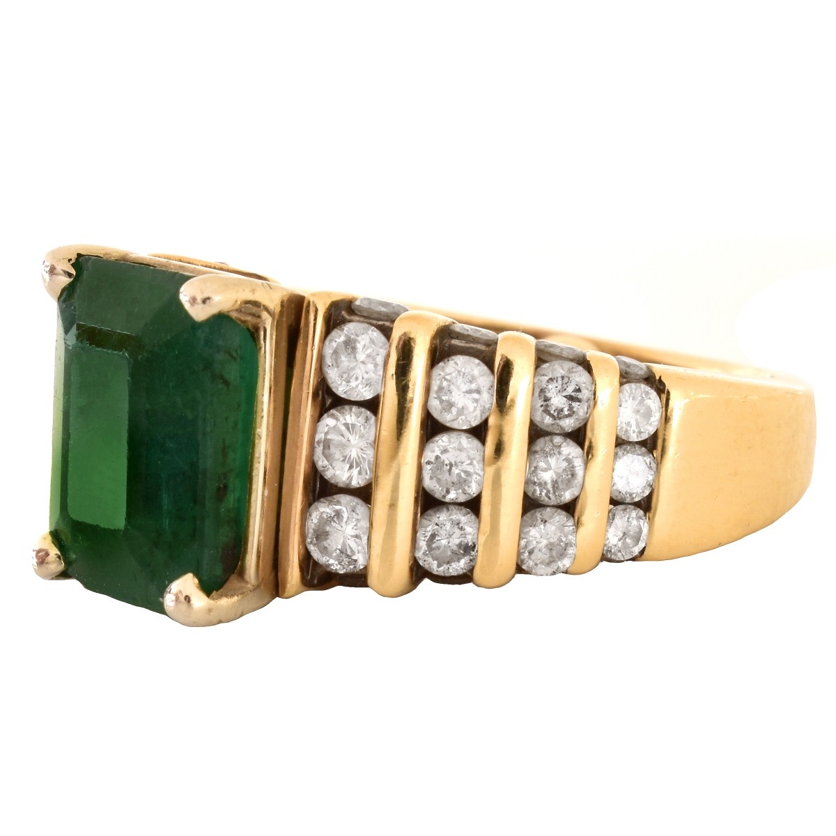 Emerald, Diamond and 14K Gold Ring