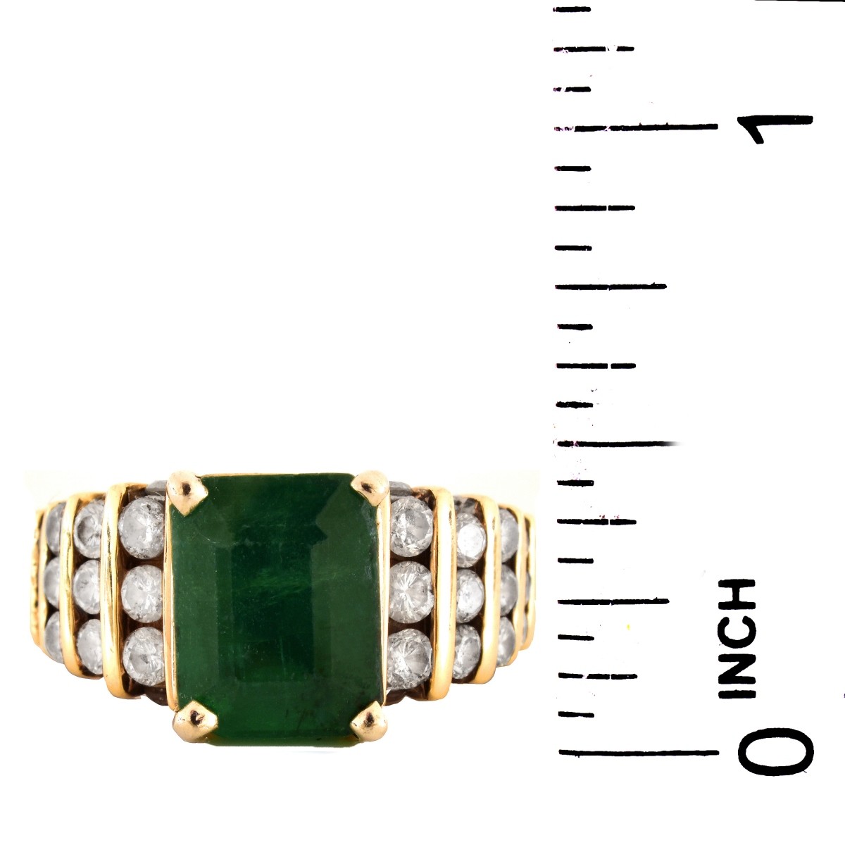 Emerald, Diamond and 14K Gold Ring