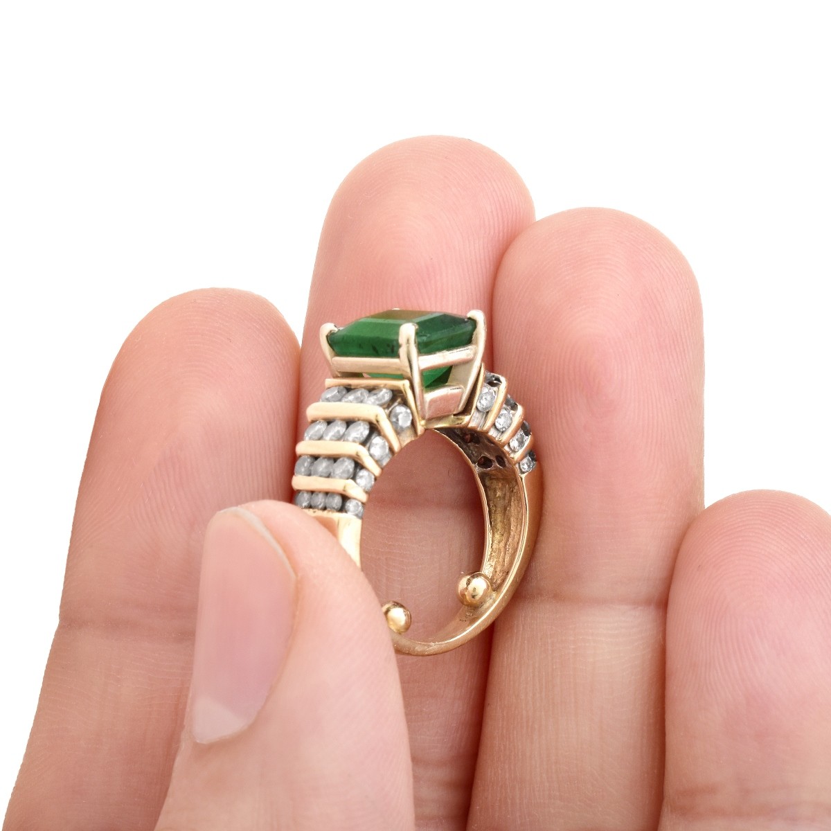 Emerald, Diamond and 14K Gold Ring