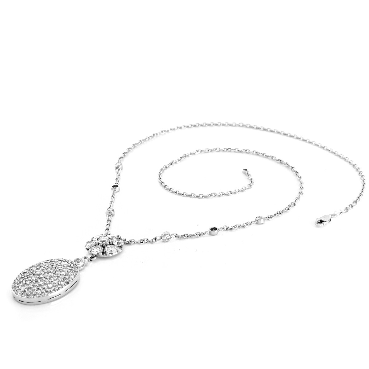 Diamond and 14K Gold Pendant Necklace