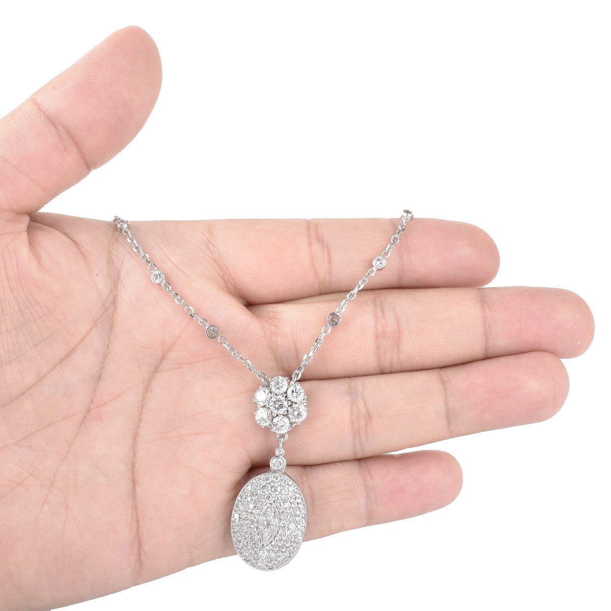Diamond and 14K Gold Pendant Necklace