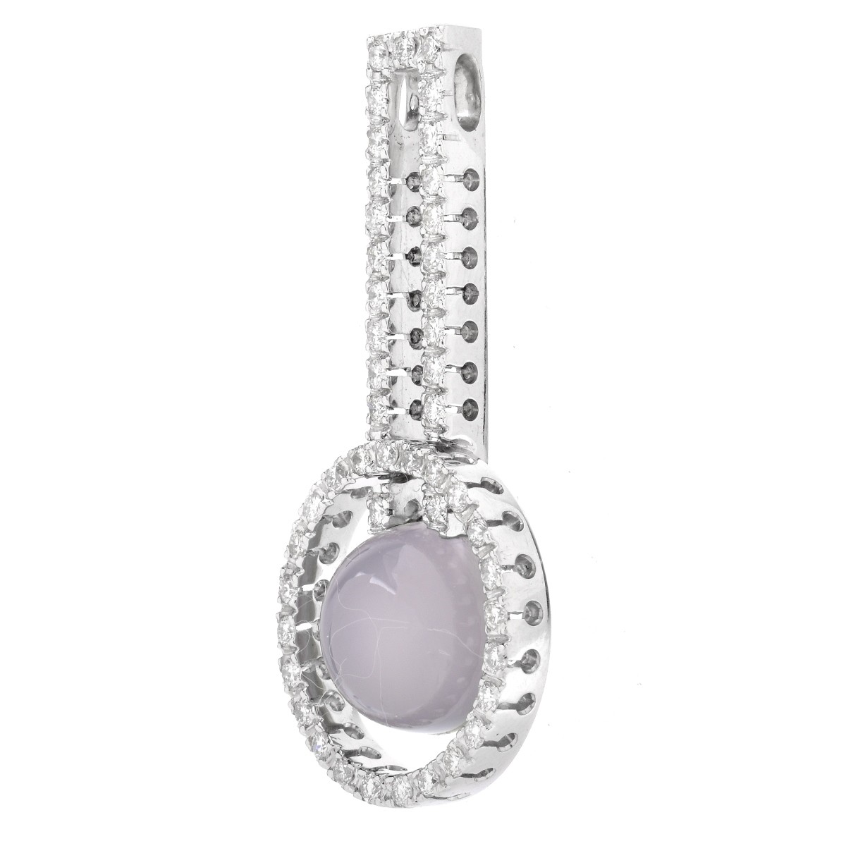 Italian Moonstone, Diamond and 18K Gold Pendant