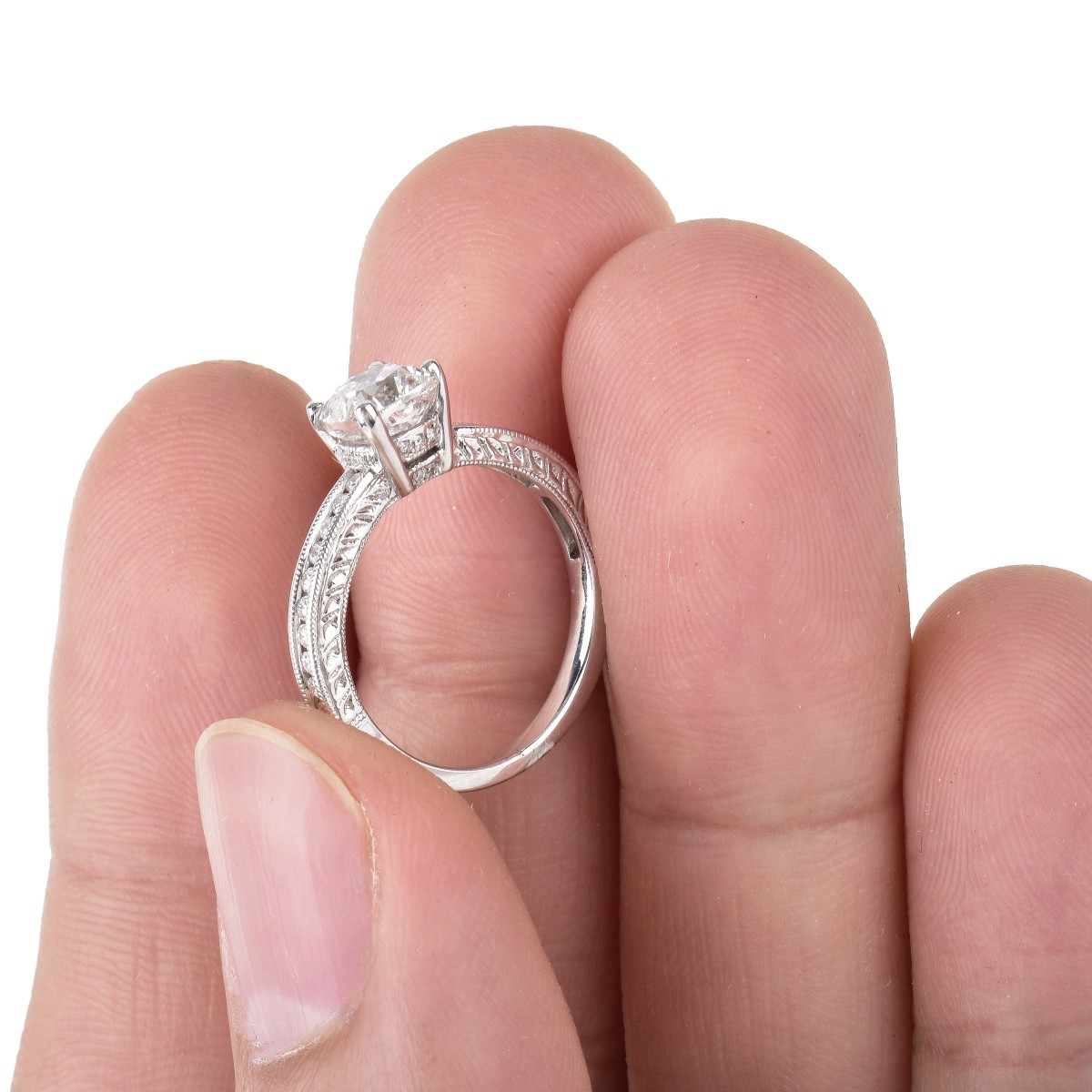 Diamond and 18K Gold Engagement Ring