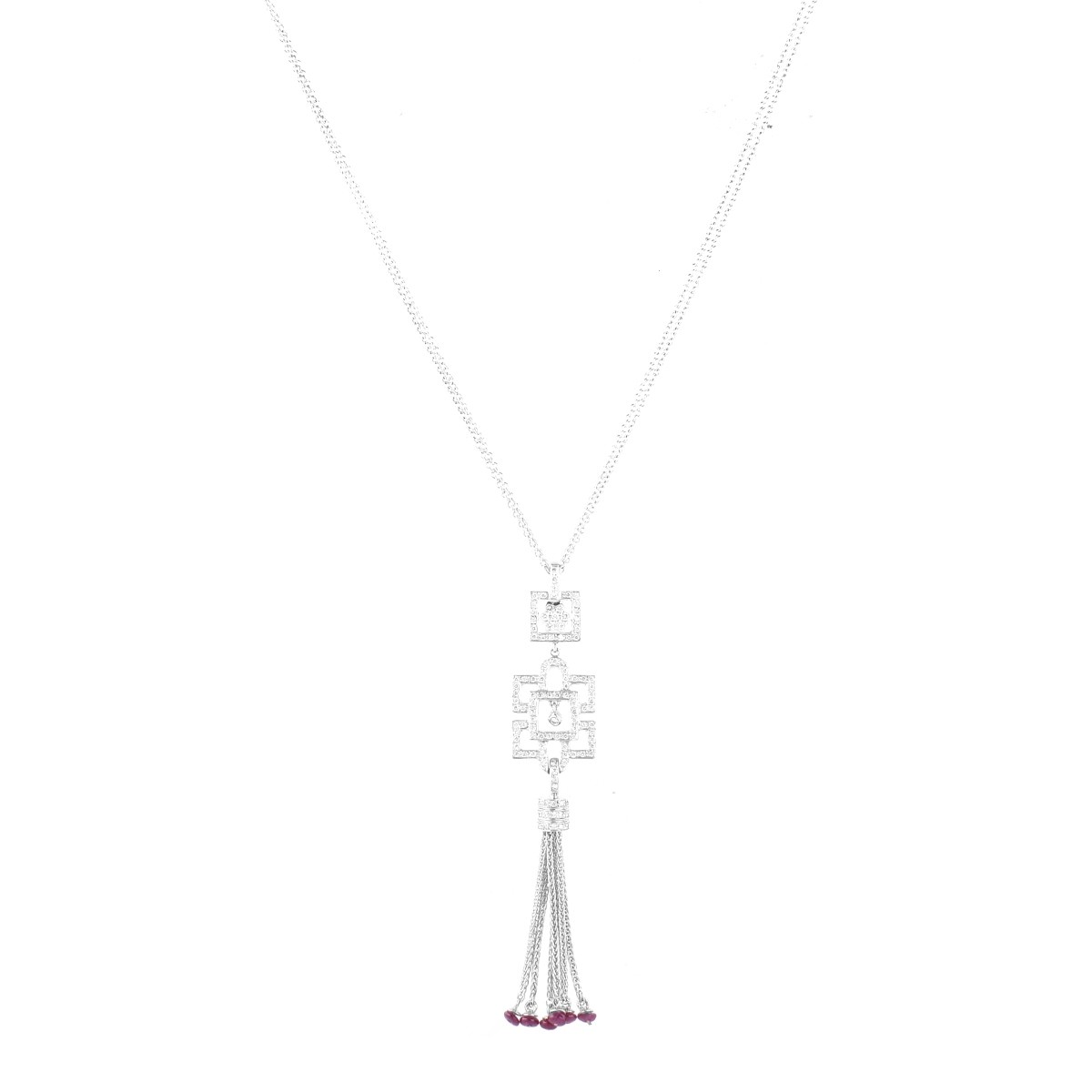 Diamond, Ruby and 18K Gold Pendant Necklace