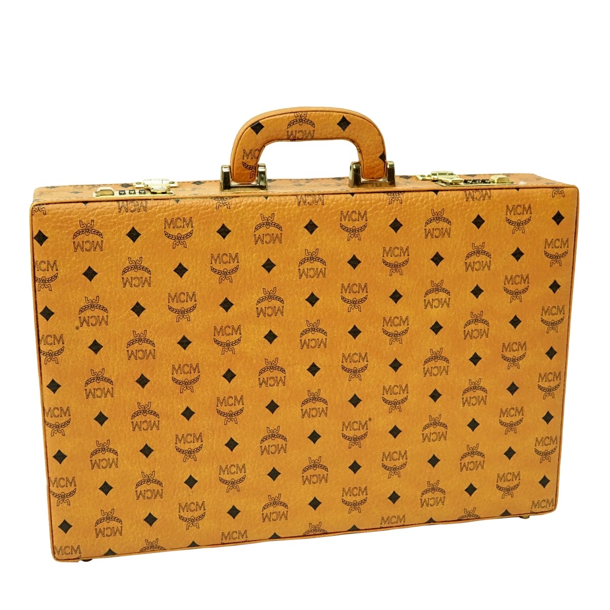 MCM Vintage Cognac Visetos Coated Canvas Briefcase