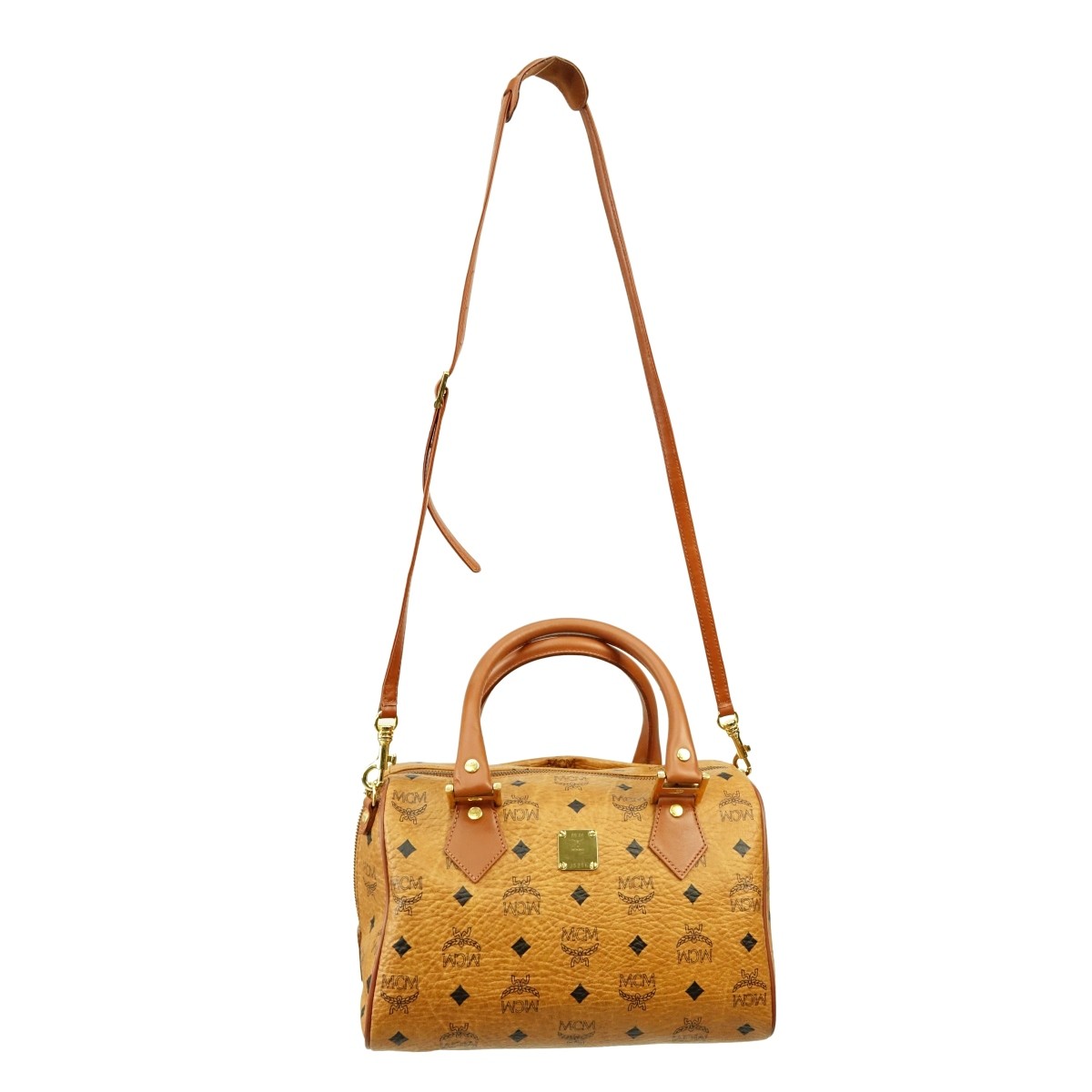 MCM Cognac Visetos Canvas Boston Bandouliere Bag