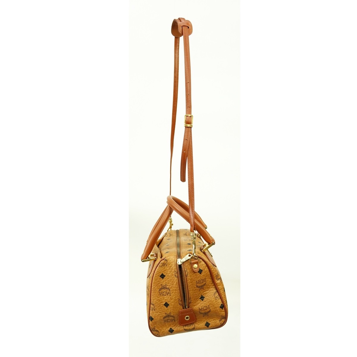 MCM Cognac Visetos Canvas Boston Bandouliere Bag