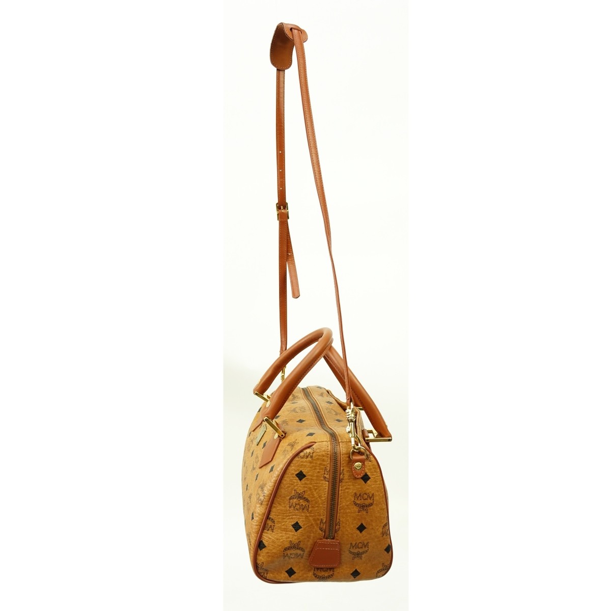 MCM Cognac Visetos Canvas Boston Bandouliere Bag