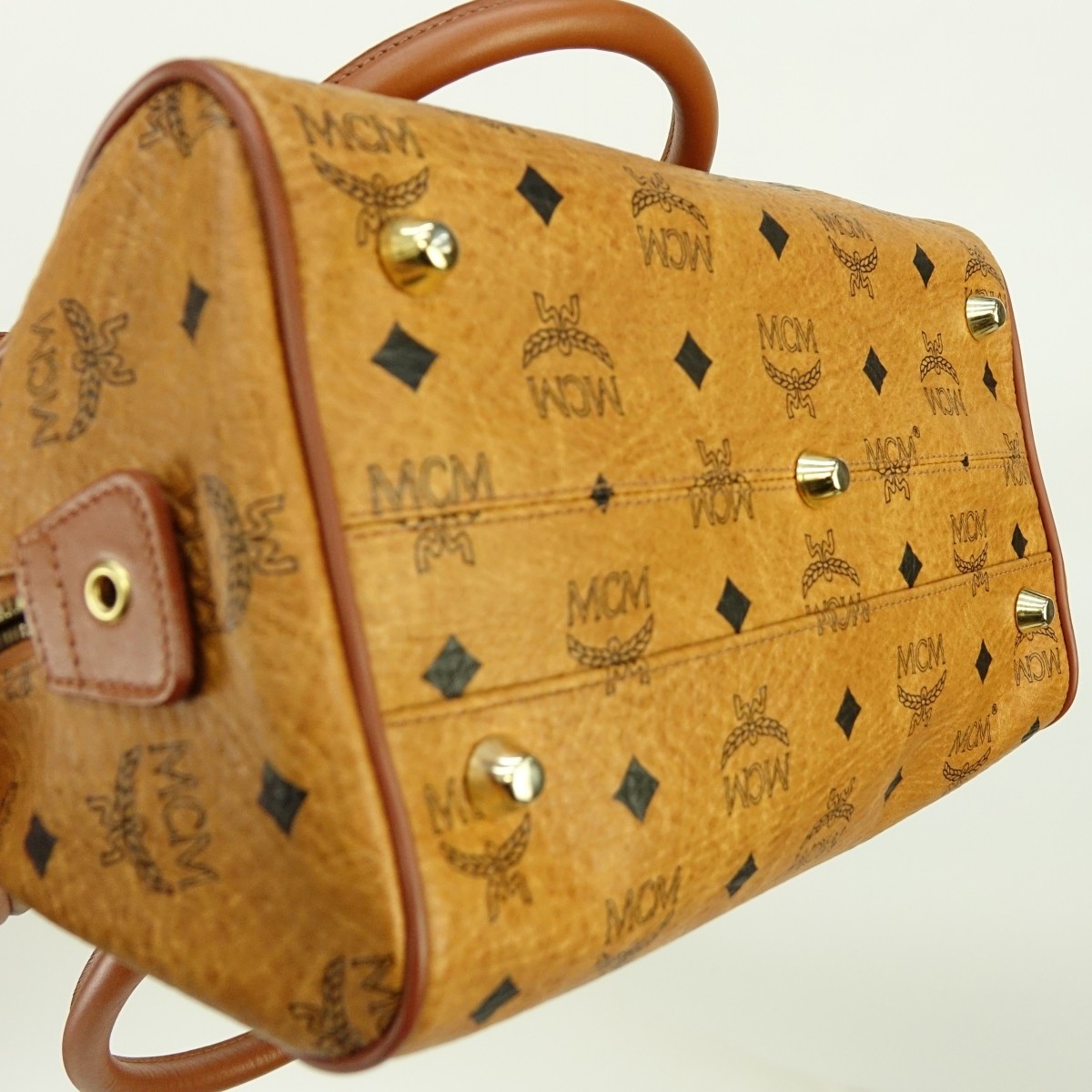 MCM Cognac Visetos Canvas Boston Bandouliere Bag