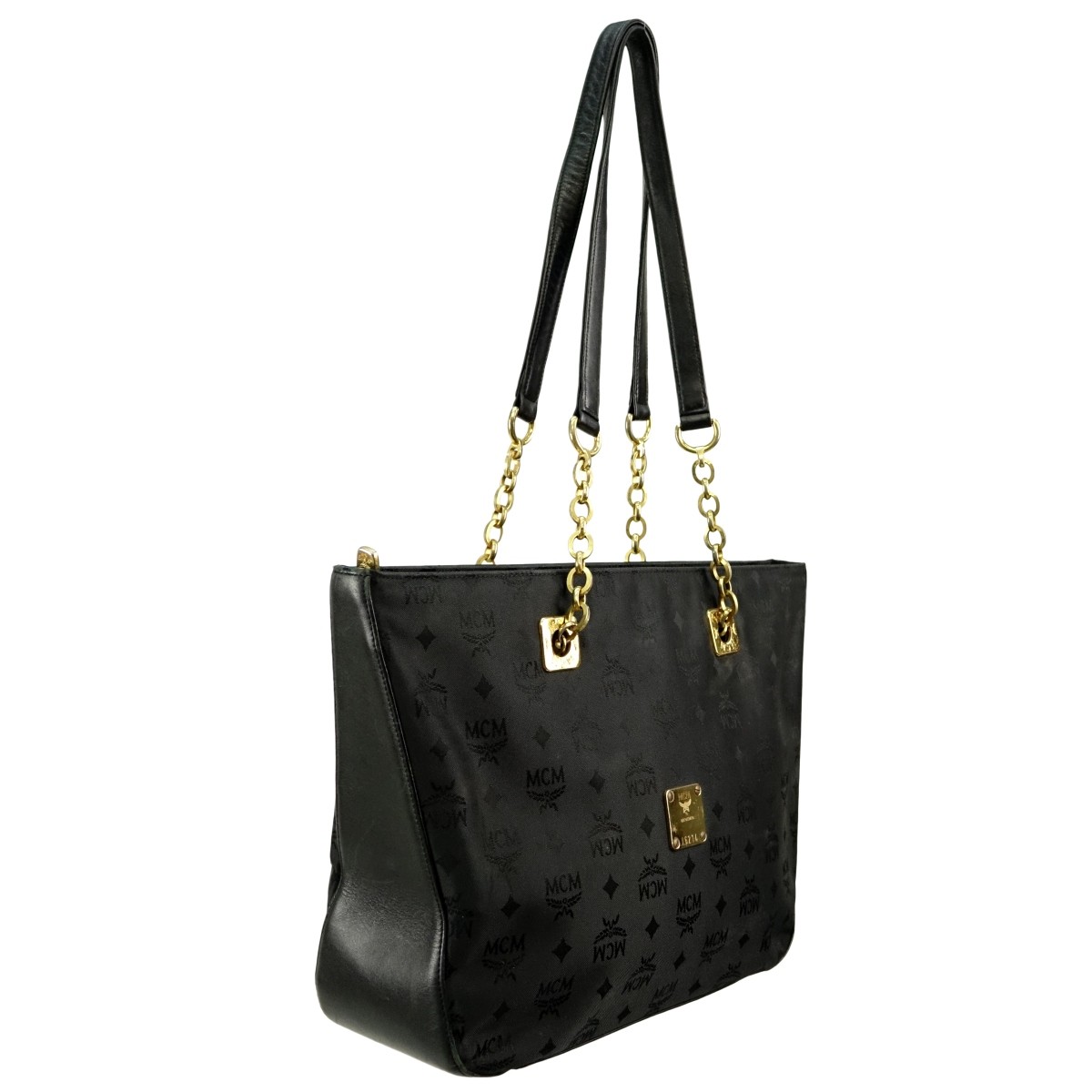 MCM Black Visetos Canvas Shoulder Tote