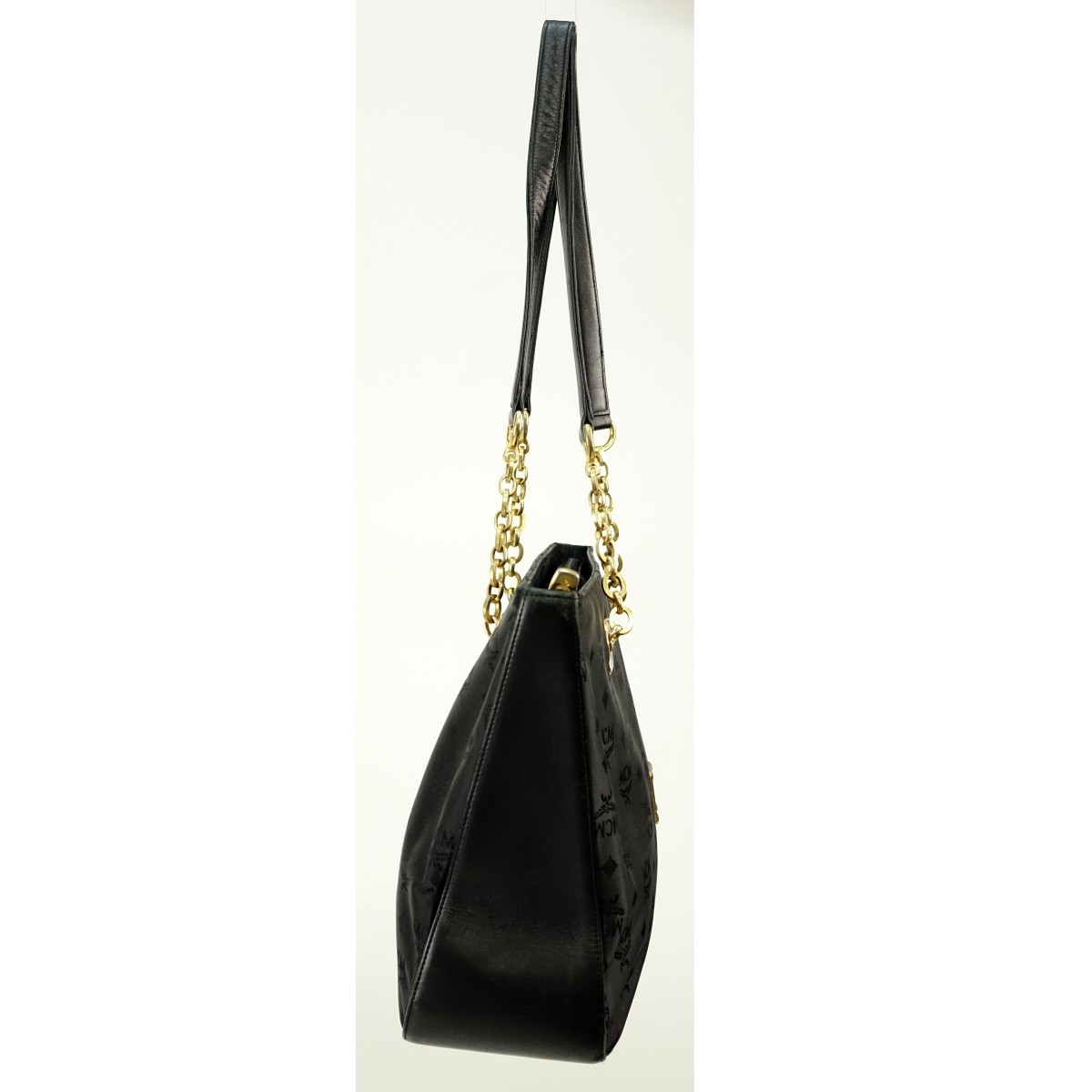 MCM Black Visetos Canvas Shoulder Tote