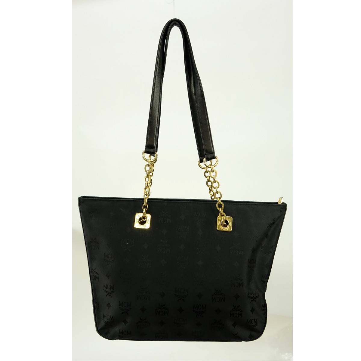 MCM Black Visetos Canvas Shoulder Tote