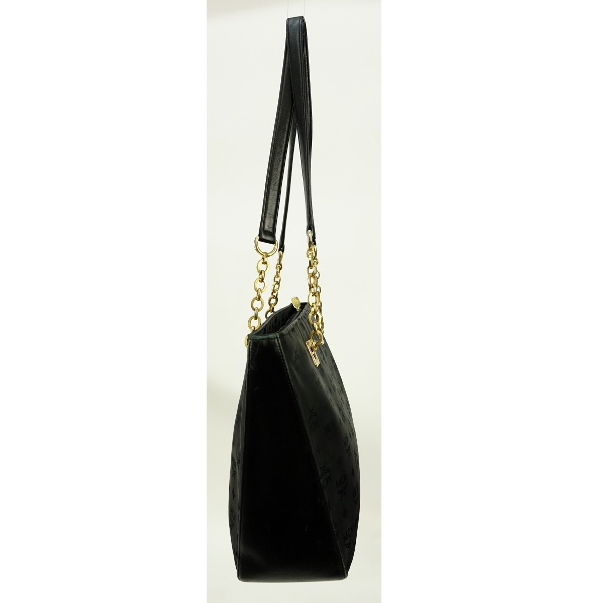 MCM Black Visetos Canvas Shoulder Tote