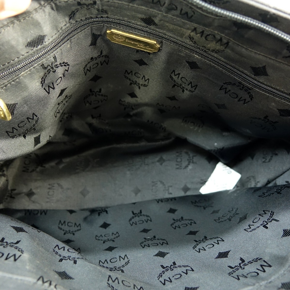 MCM Black Visetos Canvas Shoulder Tote