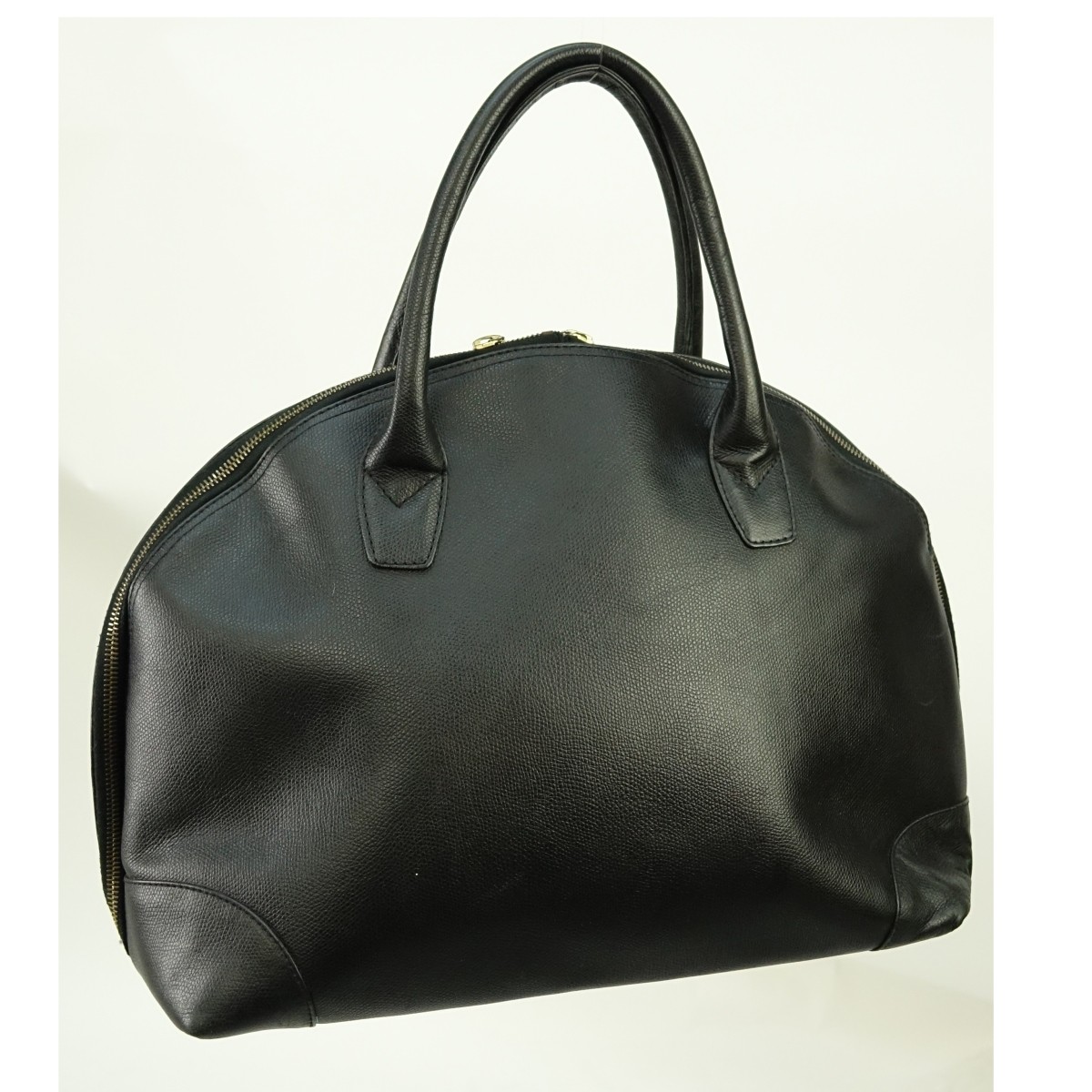 MCM Black Leather Top Handle Dome Bag