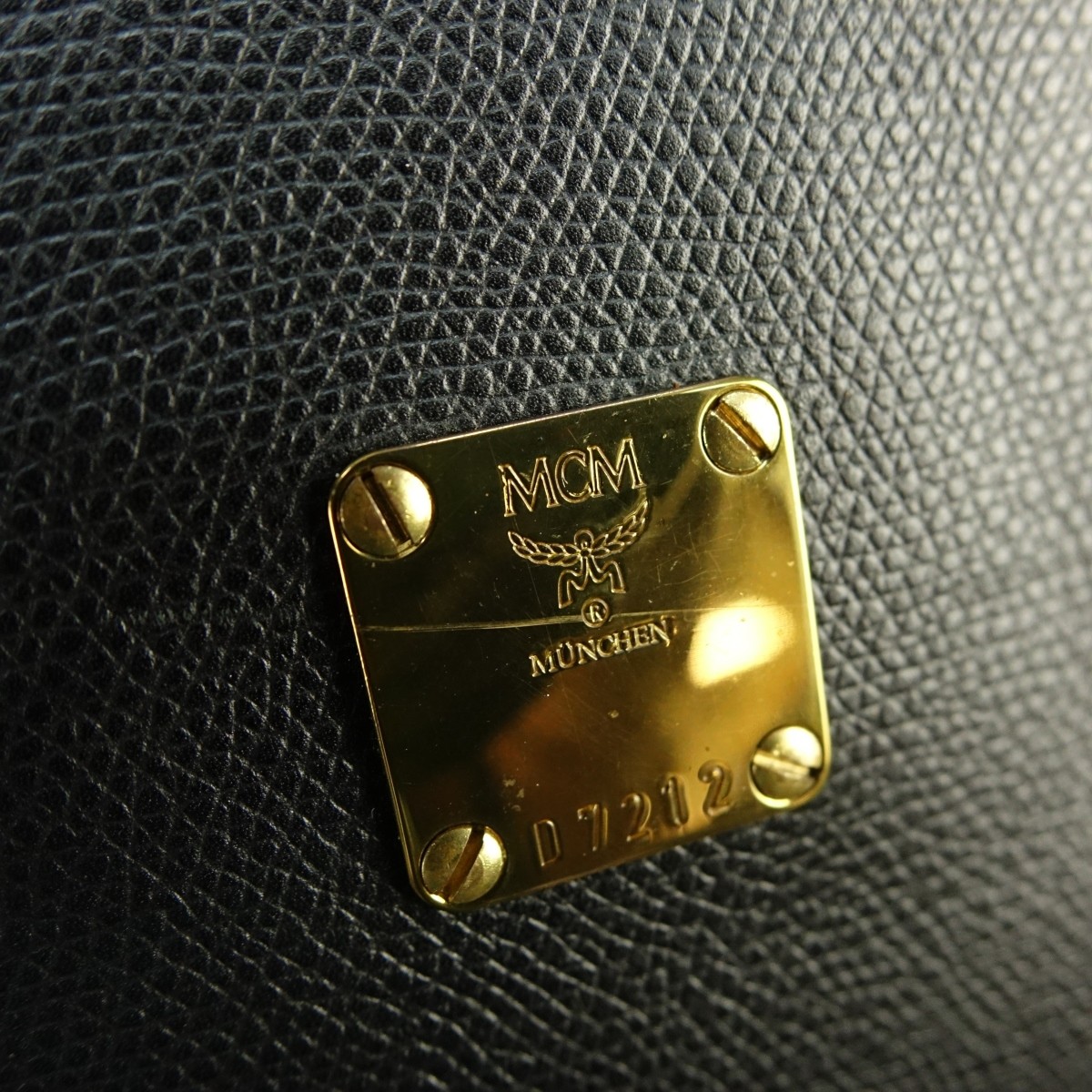 MCM Black Leather Top Handle Dome Bag