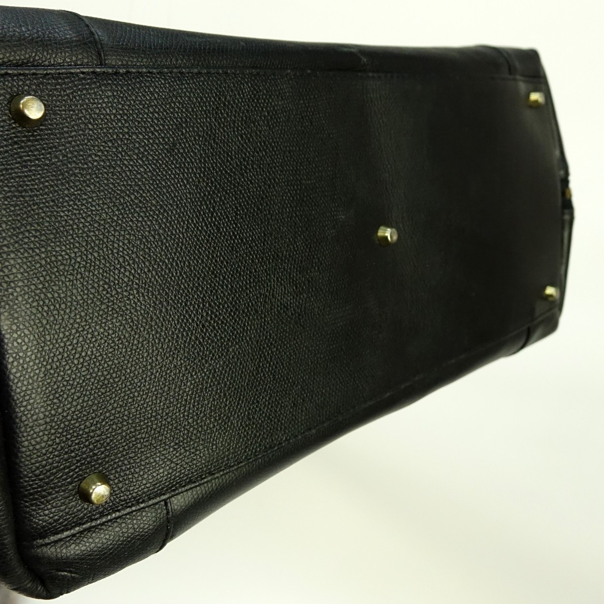 MCM Black Leather Top Handle Dome Bag