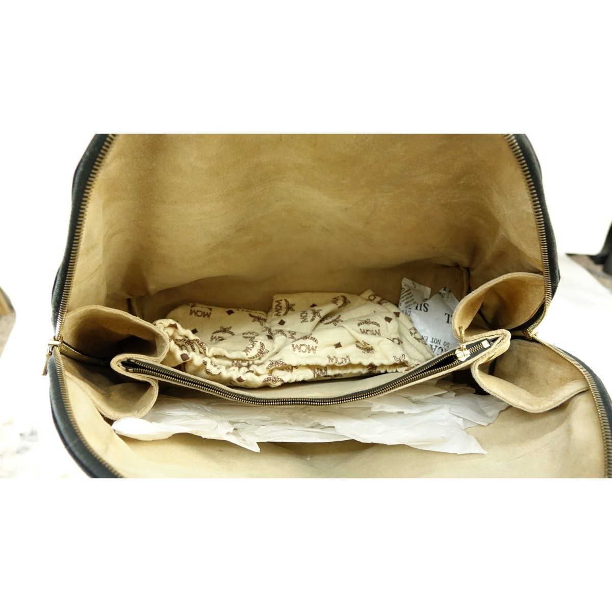 MCM Black Leather Top Handle Dome Bag