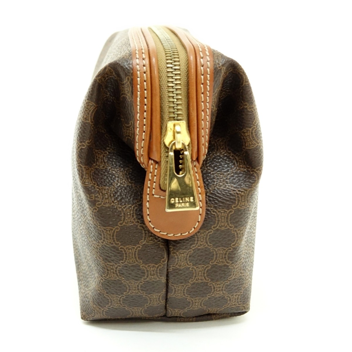 Celine Brown Macadame Coated Canvas Toiletry Pouch