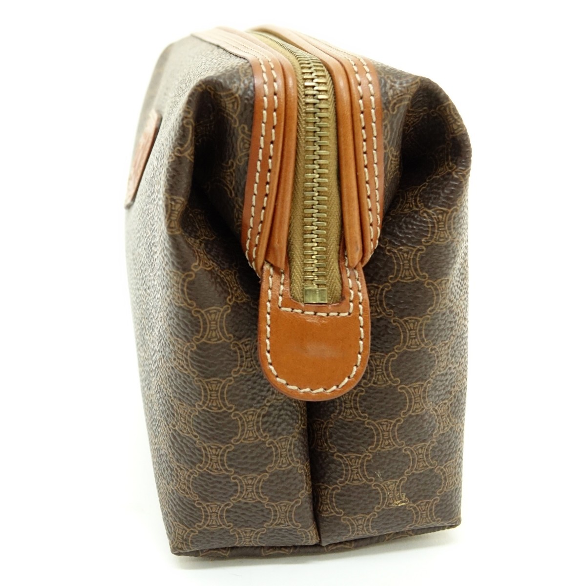 Celine Brown Macadame Coated Canvas Toiletry Pouch