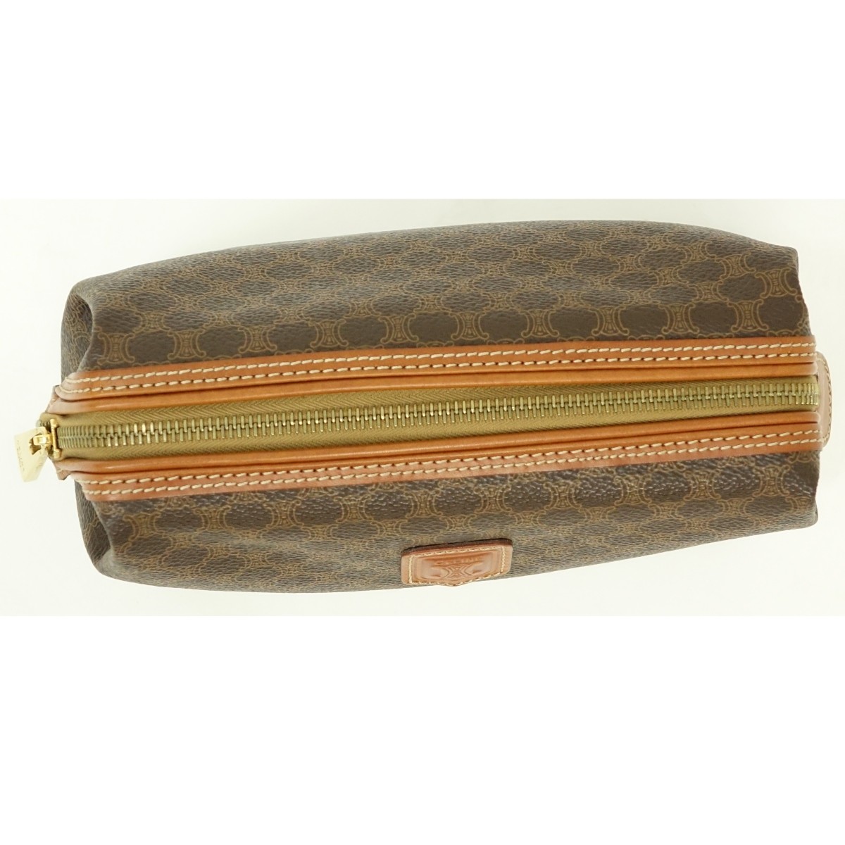 Celine Brown Macadame Coated Canvas Toiletry Pouch