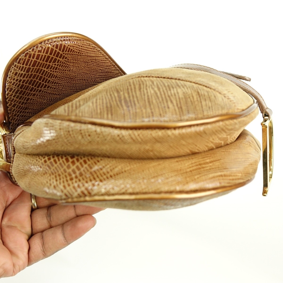 Dior Bronze Leather Saddle Pouch