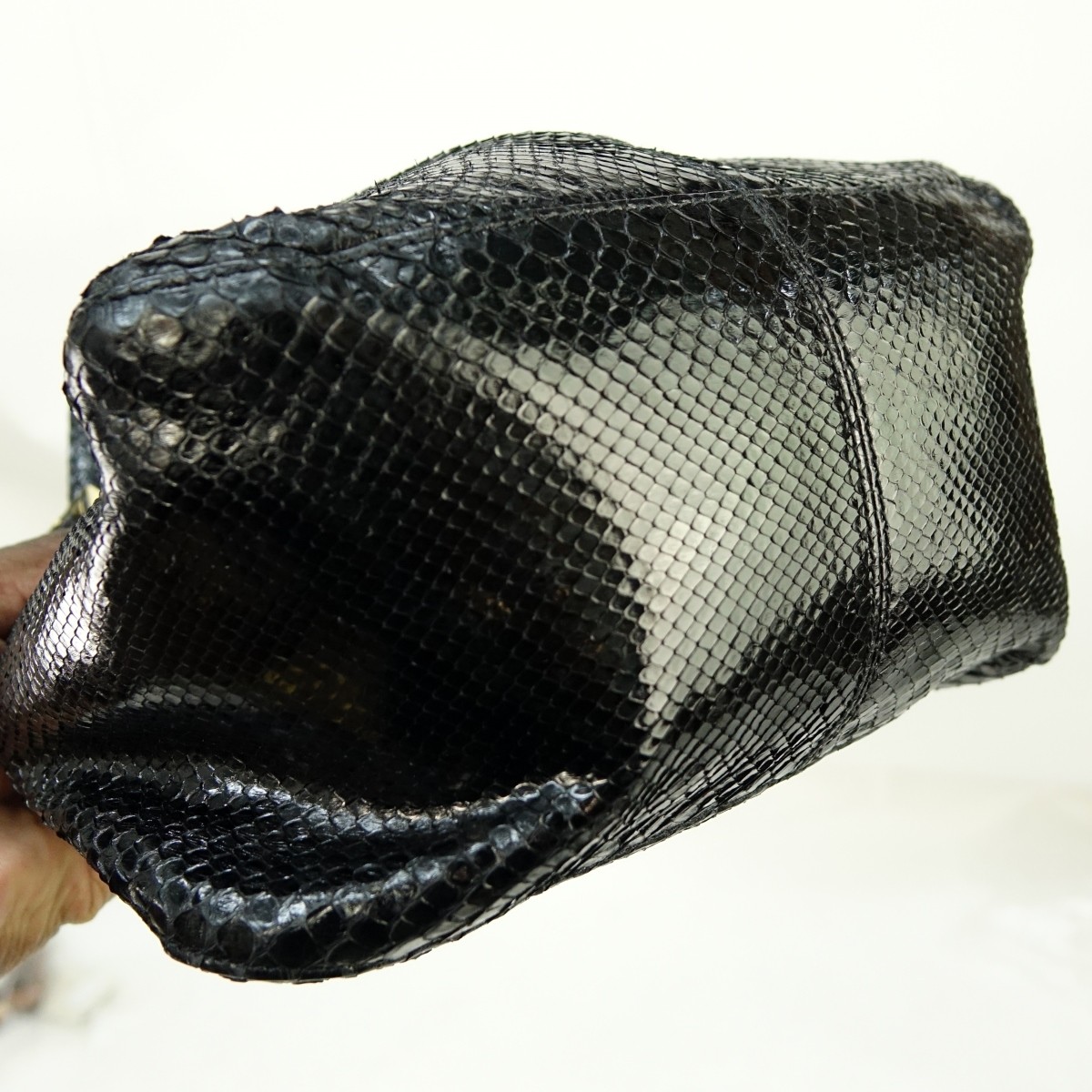Fendi Vintage Black Snake Embossed Leather Bag