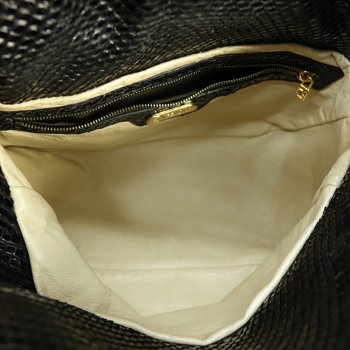 Fendi Vintage Black Snake Embossed Leather Bag