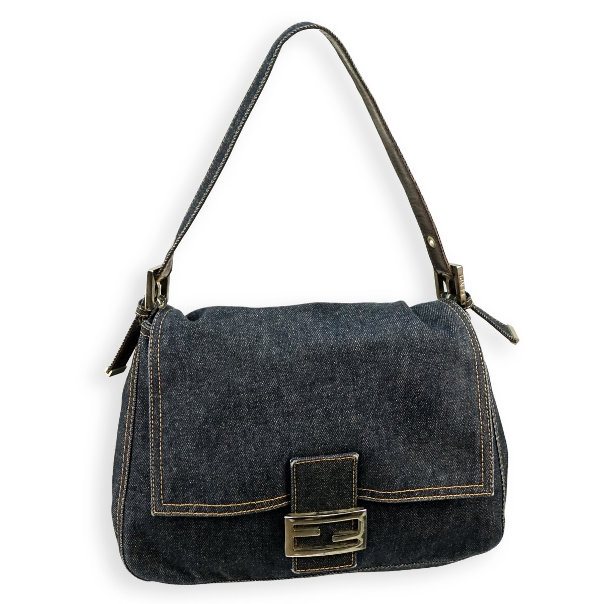 Fendi Dark Blue Denim Canvas Mama Baguette Bag