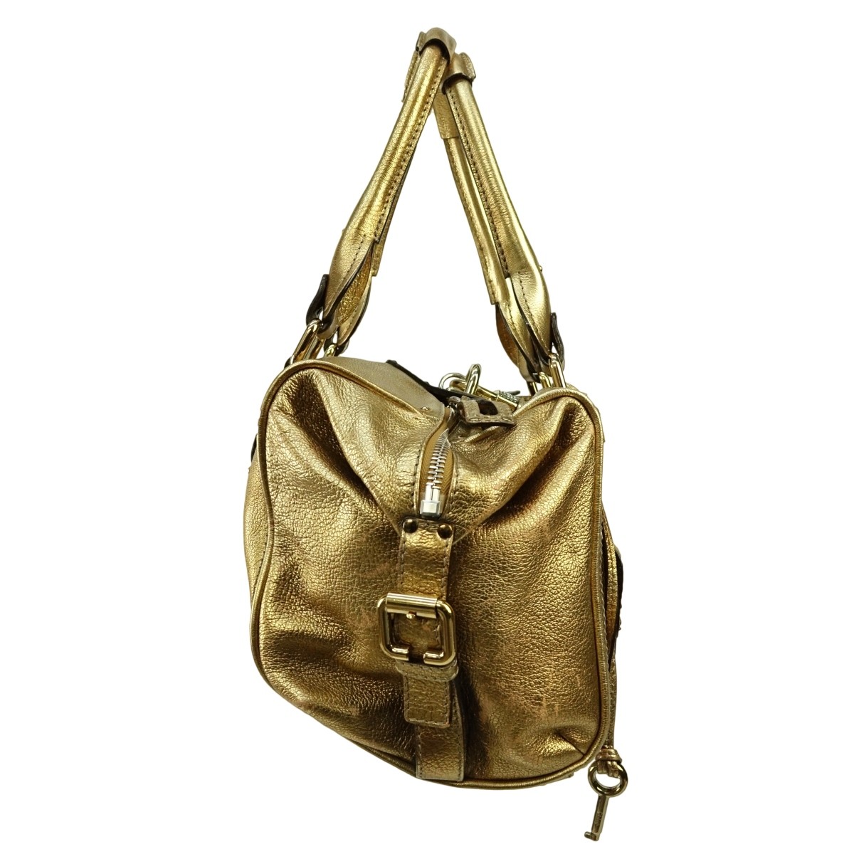 Chloe Gold Leather Paddington Front Pocket MM Bag