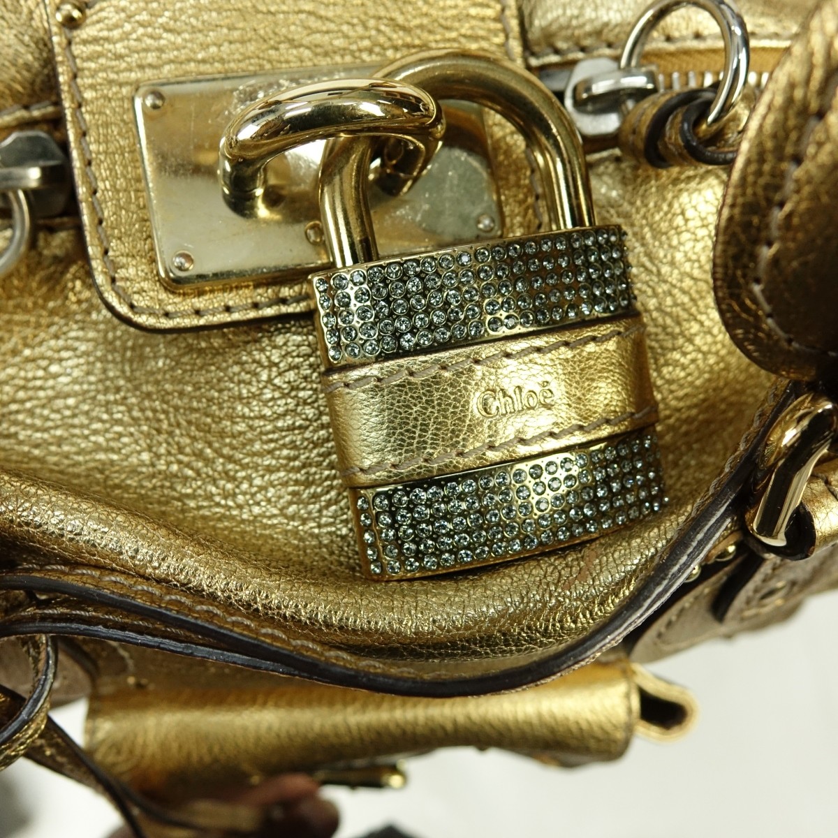 Chloe Gold Leather Paddington Front Pocket MM Bag