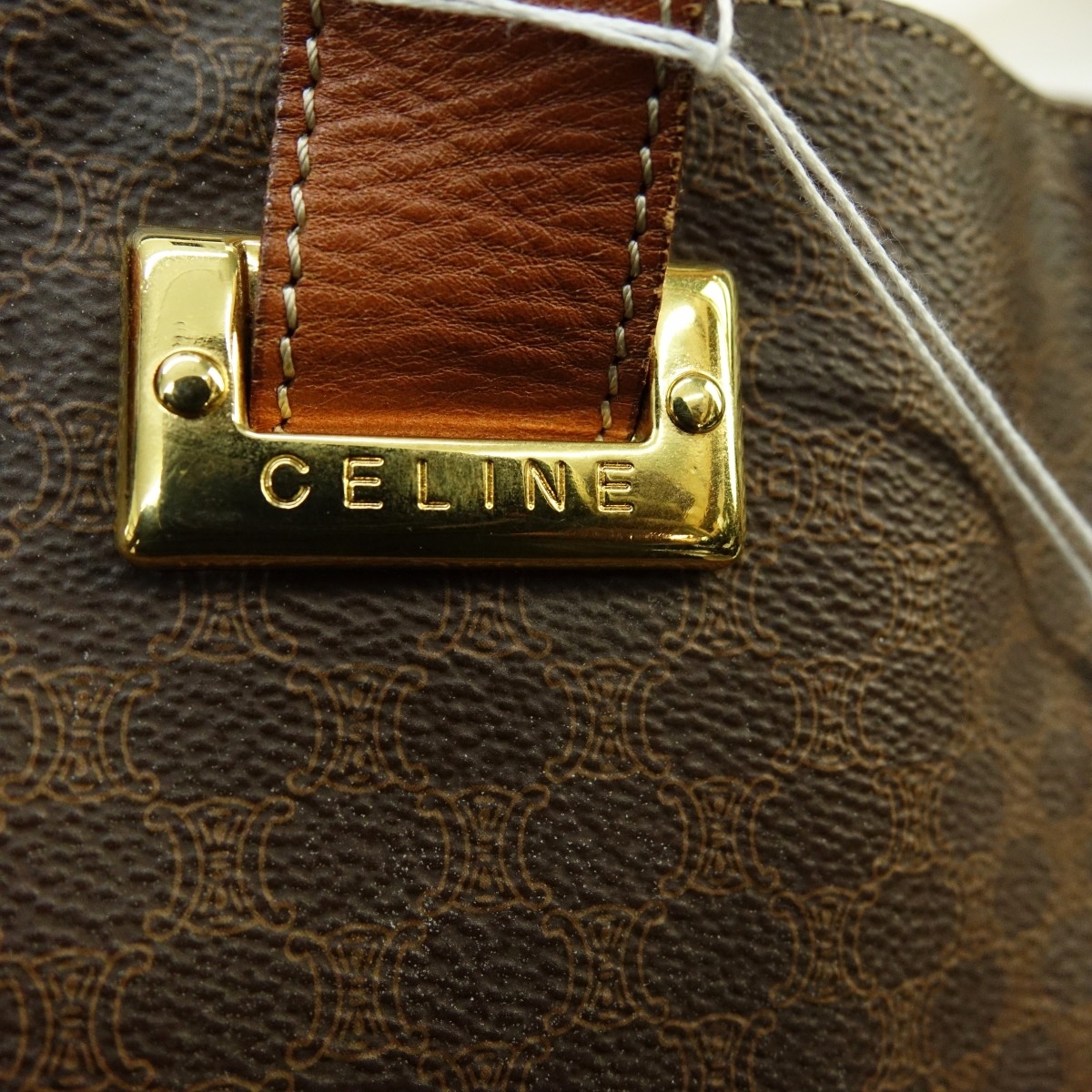 Celine Brown Coated Canvas Middle Pocket Zip Bag