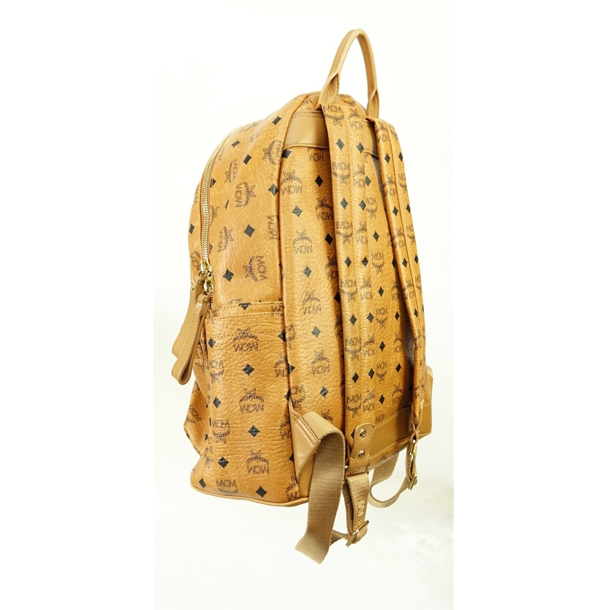 MCM Cognac Visitos Coated Canvas Stark Backpack GM