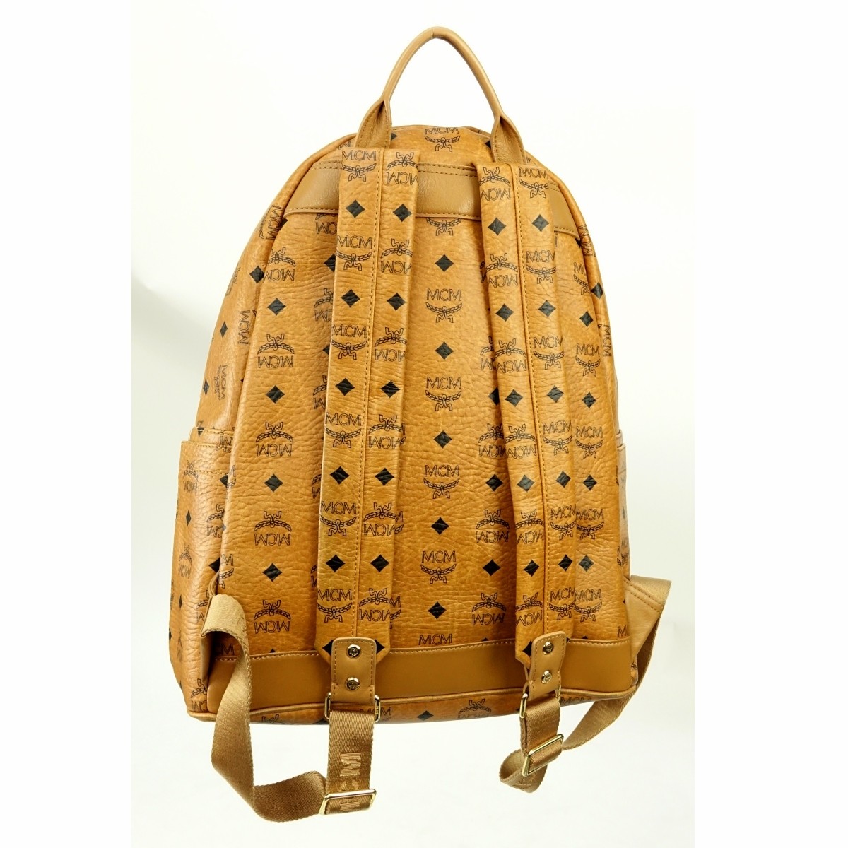 MCM Cognac Visitos Coated Canvas Stark Backpack GM