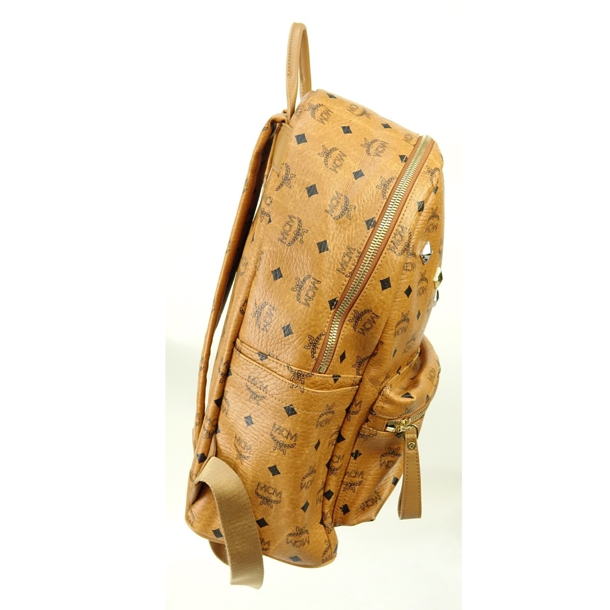 MCM Cognac Visitos Coated Canvas Stark Backpack GM