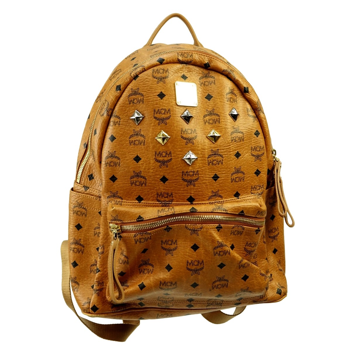 MCM Cognac Visitos Coated Canvas Stark Backpack GM