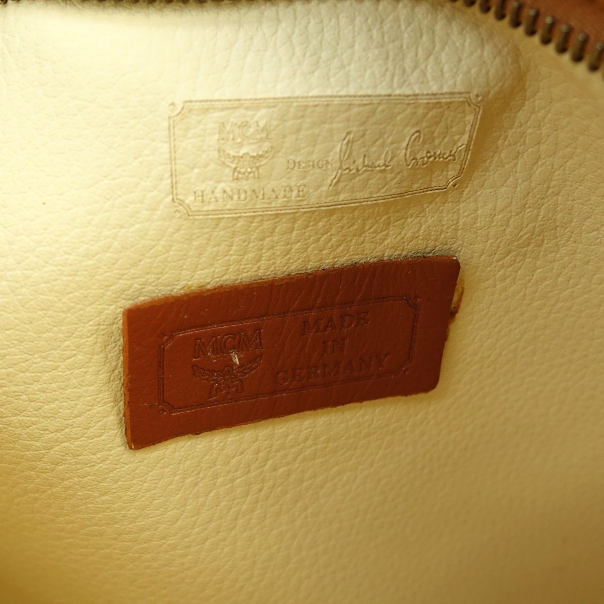 MCM Cognac Visetos Coated Canvas Vintage Zip Pouch