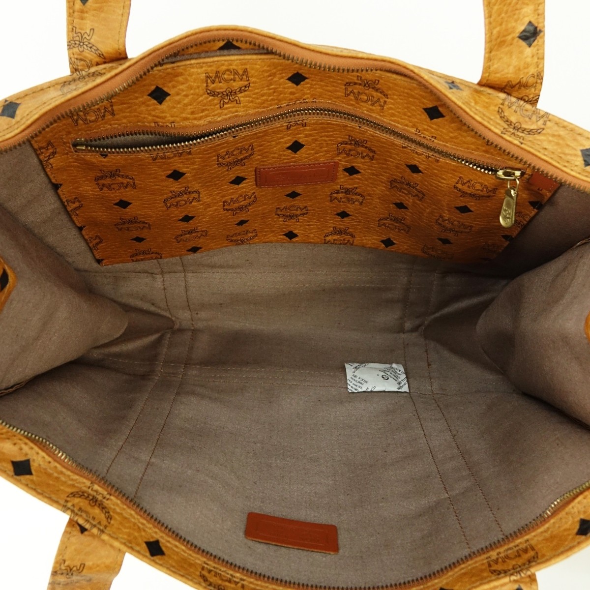 MCM Cognac Visetos Coated Canvas Vintage Tote MM