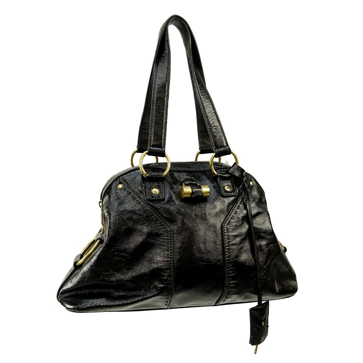 Yves St Laurent Black Patent Leather Muse 1 PM Bag