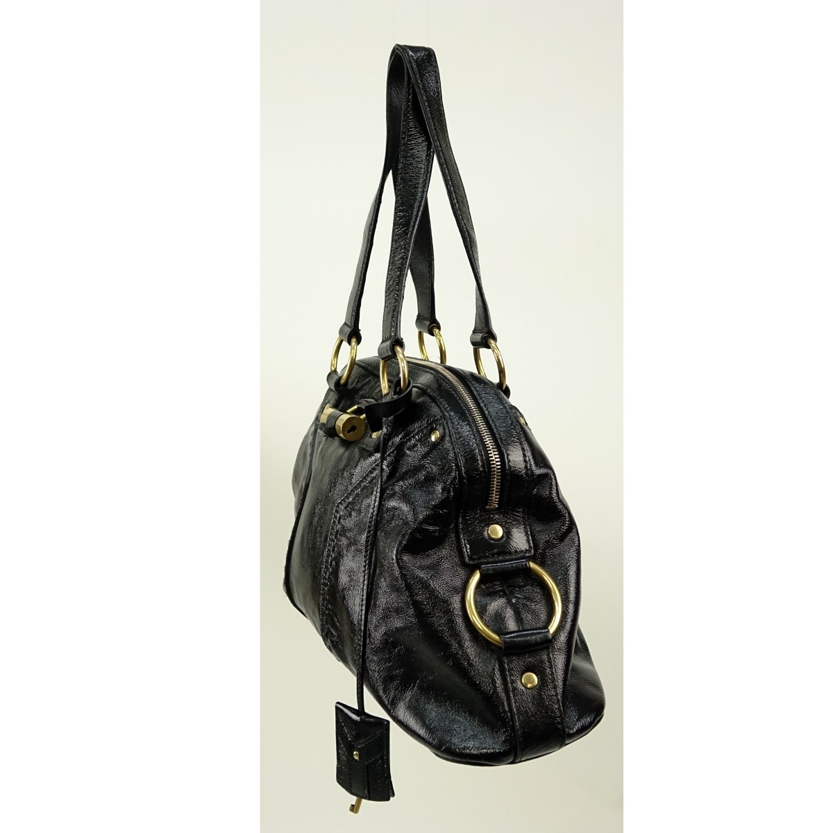 Yves St Laurent Black Patent Leather Muse 1 PM Bag