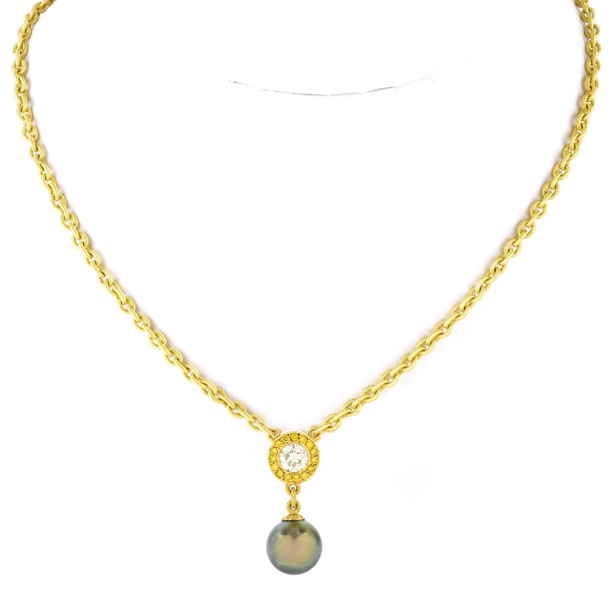 Diamond, South Sea Pearl and 18K Gold Necklace